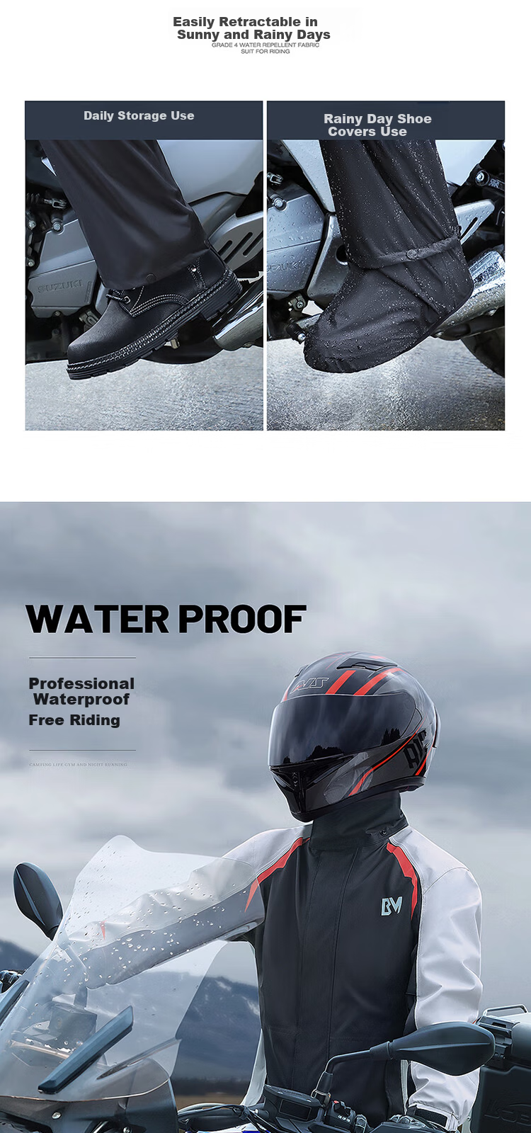 Beimei Motorcycle Raincoat Riding Suit Men's Heavy Rainproof Separate Storm Jacket Rider Rainproof Delivery Set 6