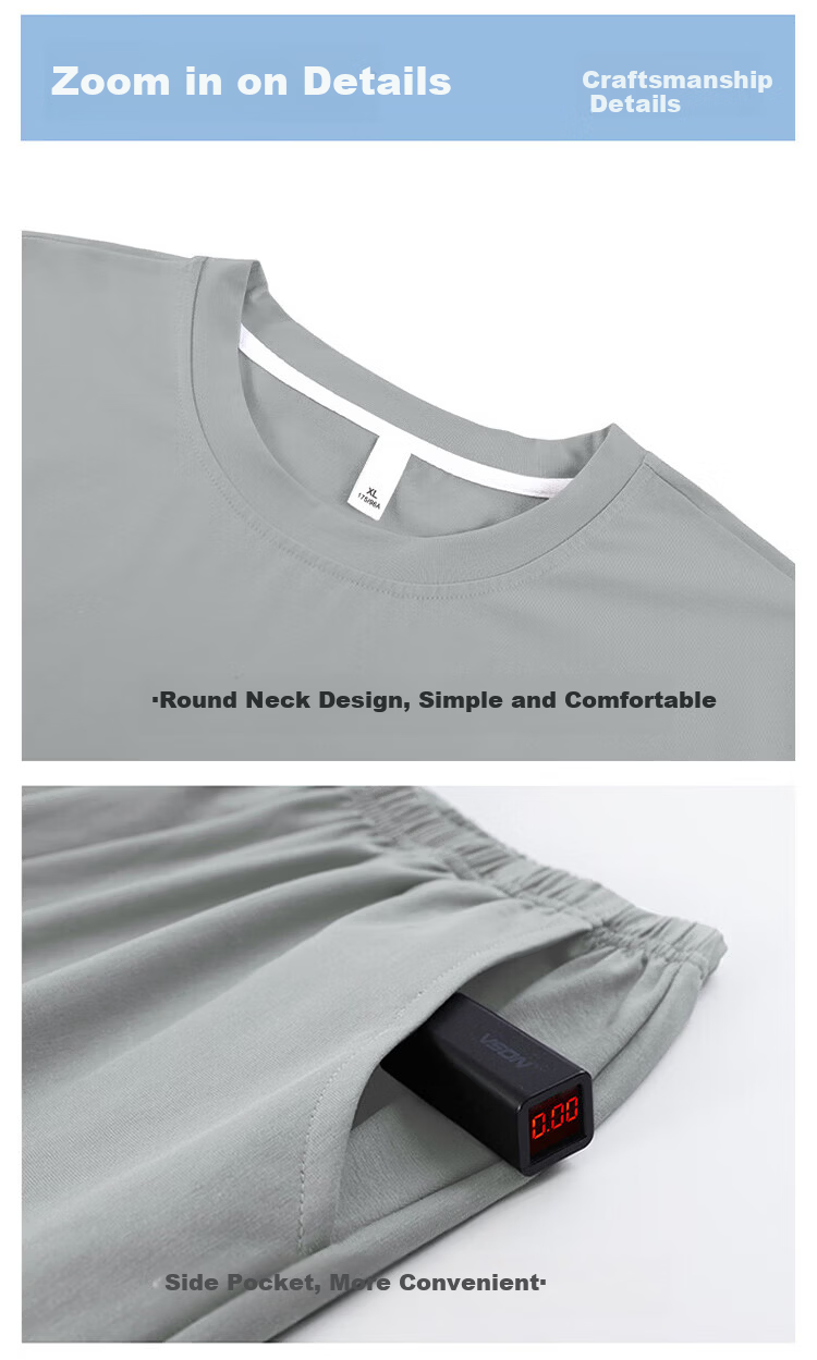Yiershuang Men's Pure Cotton Summer Short Sleeve Pajamas 2026 New Antibacterial Mite-Resistant Casual Breathable Homewear Set Suitable for Outdoor Wear 10