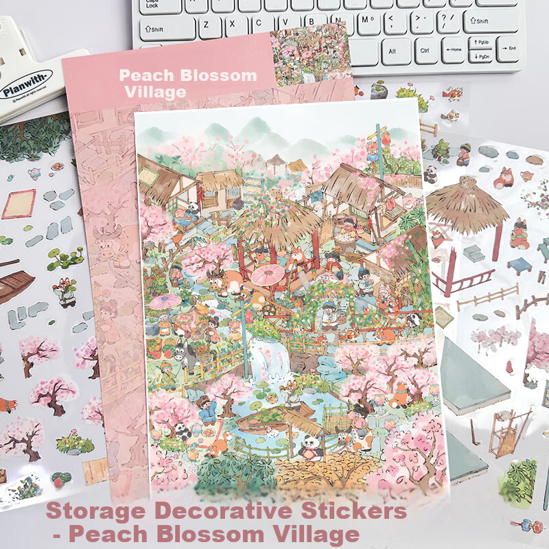 Jufu Scenic Sticker Large 3D DIY Miniature House Big Size Children's Journal Sticker Miniature House Decal Handmade Stress Relief Gift Toy for Friends Gathering