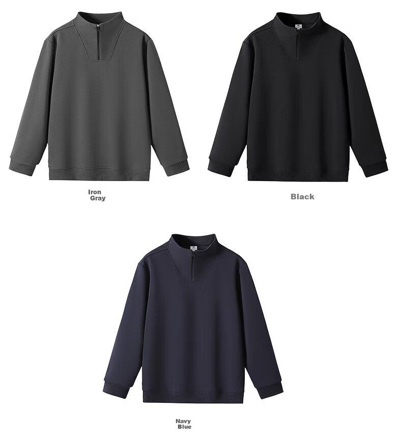 Hodo Men's Autumn Winter Half-Zip Thick Warm Lined Business Casual Long Sleeve Crewneck Sweatshirt 6