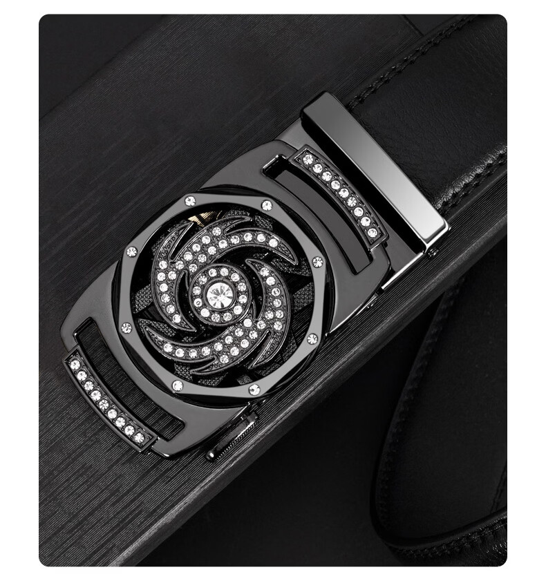 CARTELO "Fortune Turn" Men's Business Casual Genuine Leather Automatic Buckle Belt Gift for Boyfriend Husband Father 16