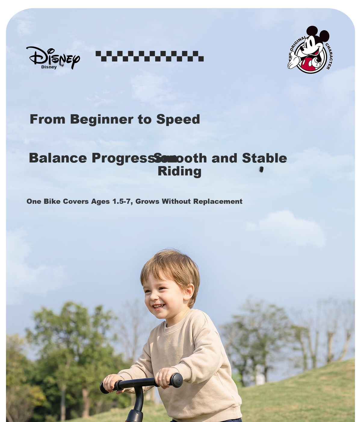Disney Kids Balance Bike 12-inch Toddler Walker Scooter Toy for Ages 1-3-6 Years Birthday Gift 3