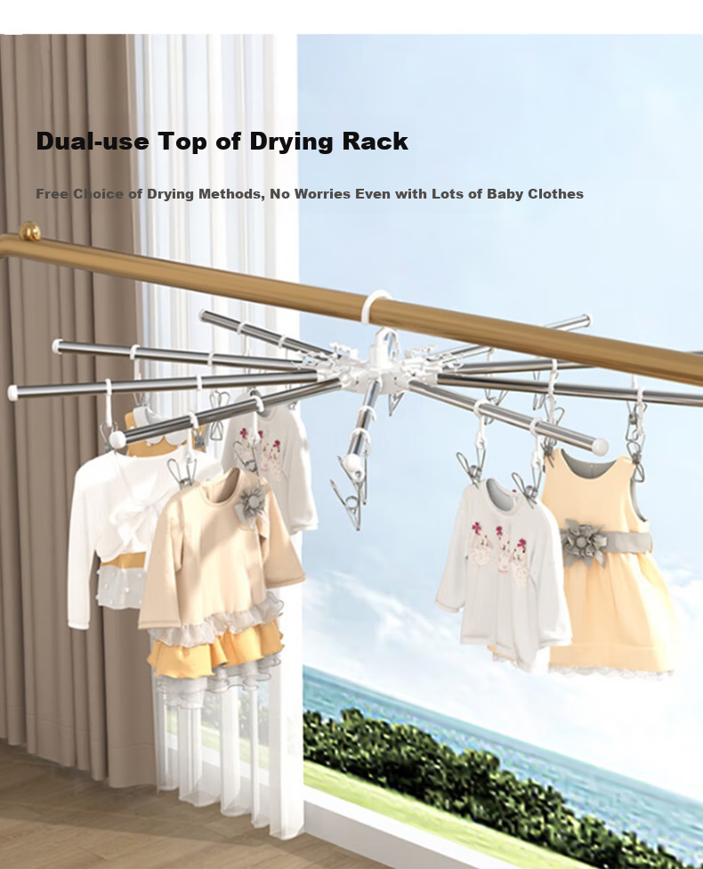 Baoyouni Baby Clothes Drying Rack Floor Folding Multifunctional Clothes Hanger Newborn Diaper Rack Single Rod Hanger 7