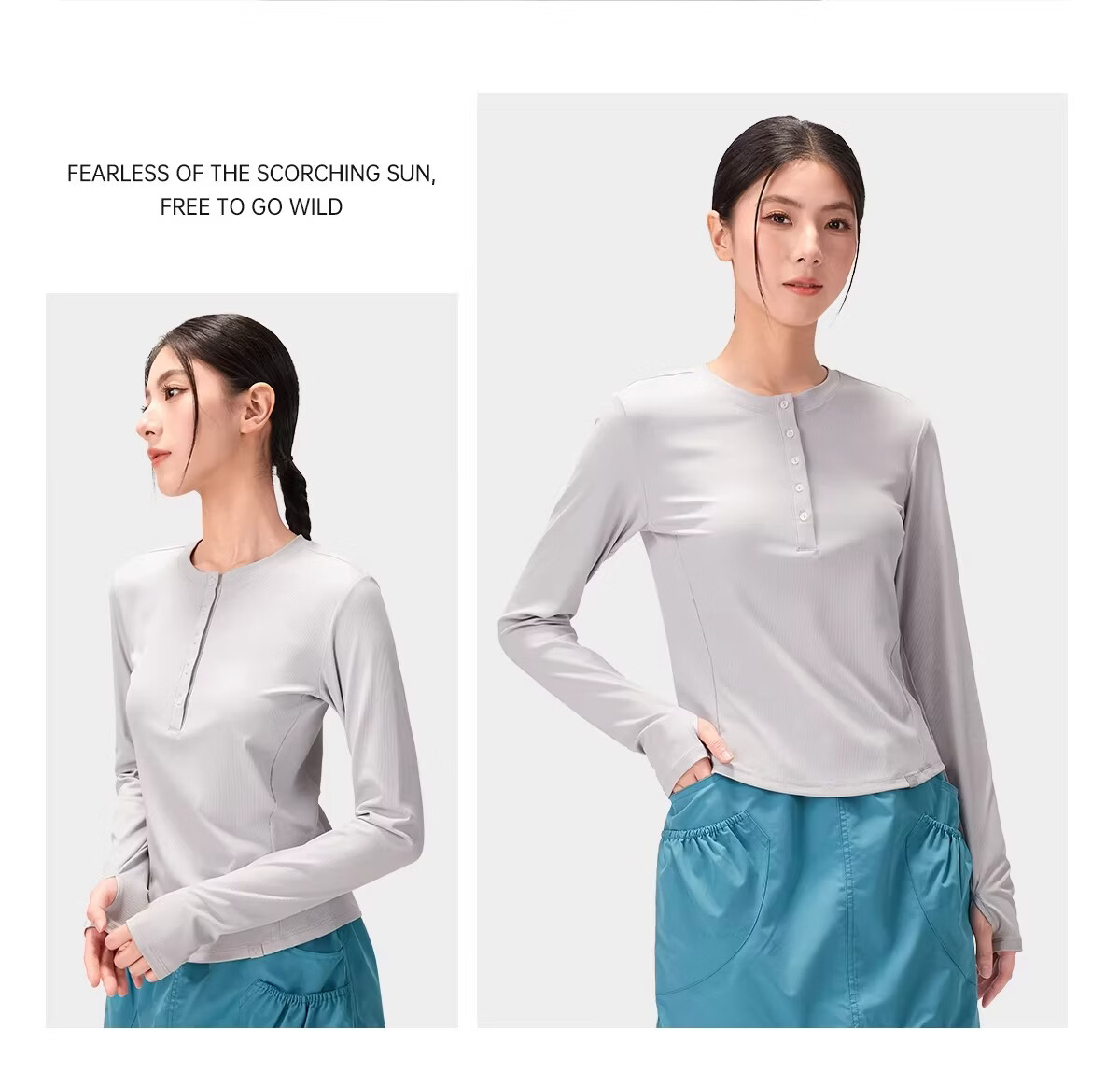 CAMEL Women's Outdoor Base Layer Long Sleeve Stretch Slim Cooling Sun Protection T-Shirt for Hiking Mountaineering Cycling T8038 Spring Summer 2026 16