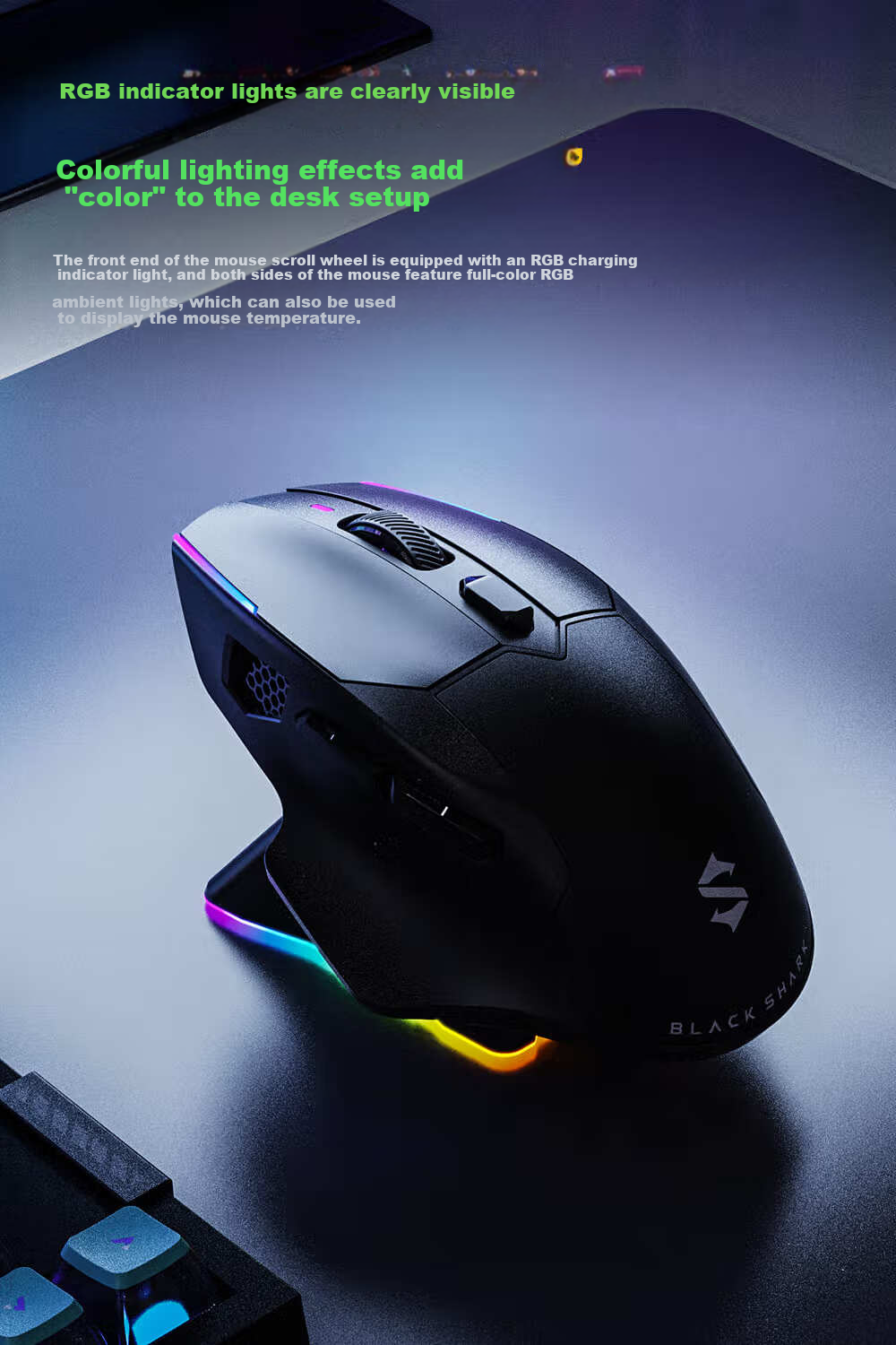 Black Shark Star Flash Heated Gaming Mouse Ergonomic Dual 8K Report Rate Wireless Tri-Mode Right-Handed PUBG/LOL/CSGO Mouse 20