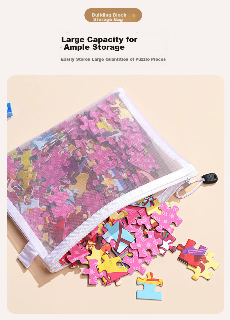 40,000km Toy Storage Bags Puzzle Sorting Zipper Mesh Bags Small Building Blocks Transparent File Hanging Bags A4 Large Bags 3 Pieces 4