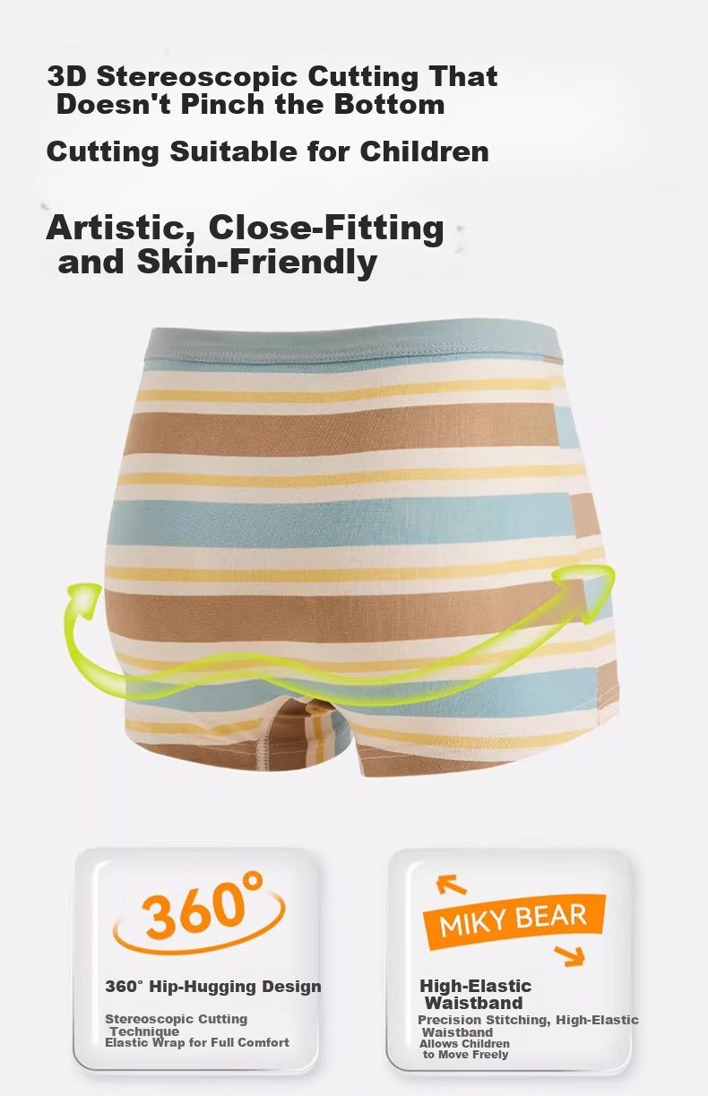 Mianqixiong Boys' Underwear, Children's Pure Cotton Class A Baby Mid to Big Kids Boxer Briefs, All-Cotton Boys' Shorts, Flat-Angle Bottom Pants 9