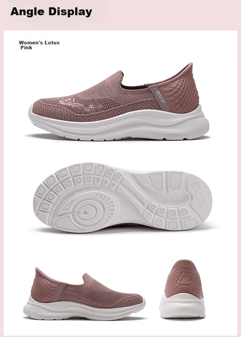 Zulijian Elderly Soft Sole Casual Walking Shoes Holiday Gift Rose Mom Shoes 26116010T Lotus Pink Women Size 36 17