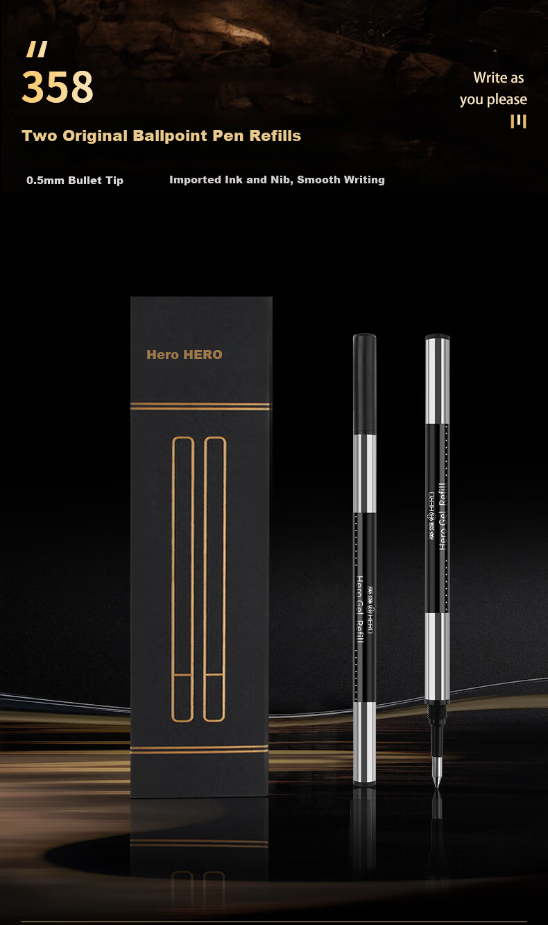 HERO Signature Gift Box Huazhang Series Ballpoint Pen Business High-End Stylish Birthday Holiday Gift Refill Set Black Souvenir 8