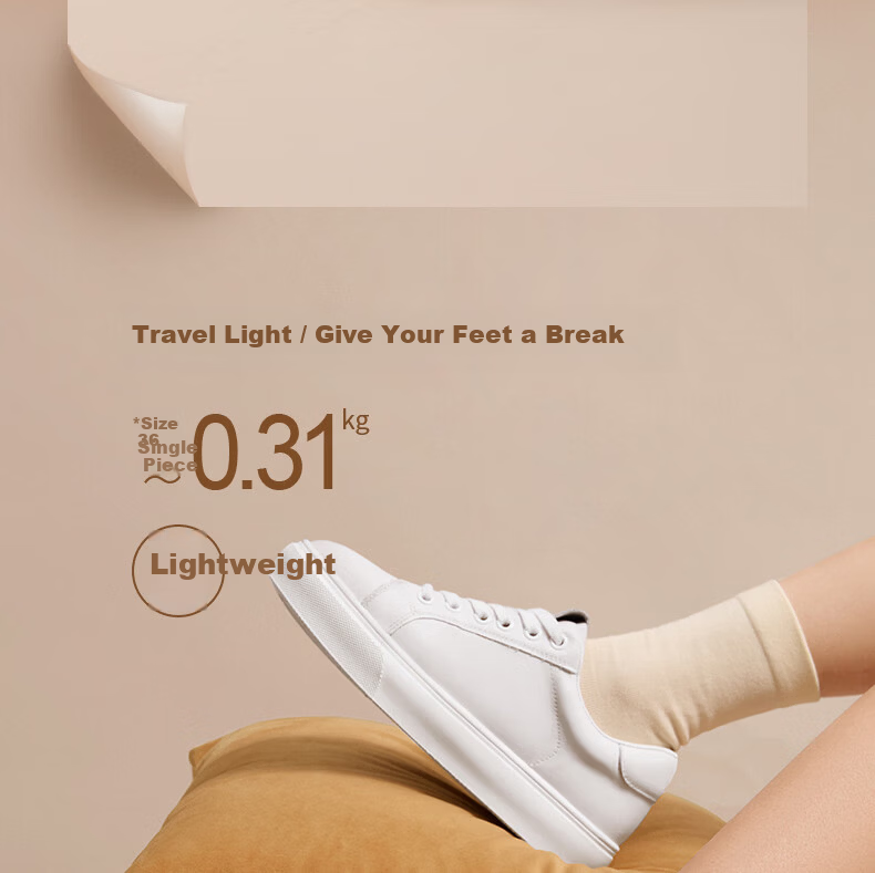 CAMEL Women's Minimalist Casual White Leather Flat Lace-up Sneakers L24S504610 White 40 7