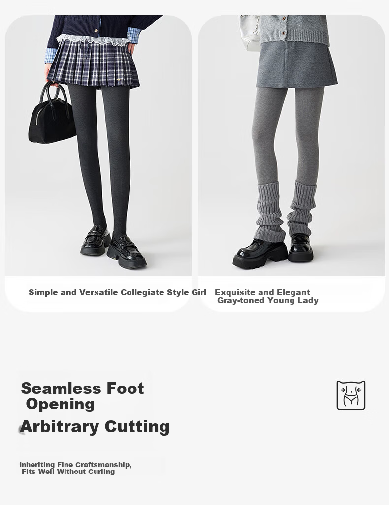 MiiOW Slimming High-Waist Grey Nine-Point Women's Tights Spring Summer Outerwear Pantyhose 3