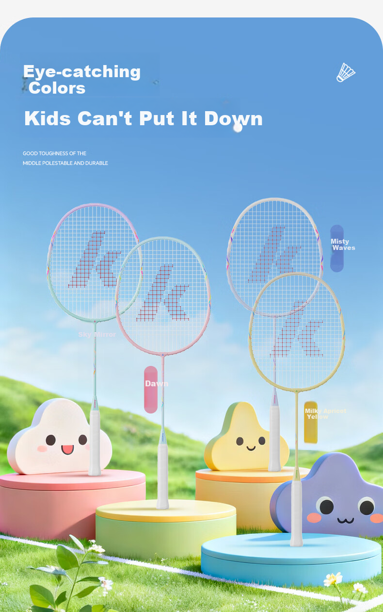 KAWASAKI Badminton Racket Children's Sugar Blade MINI Adult X1 Balanced Racket Family Set Parent-Child Double Racket Durable Ultra-Light Blade 20