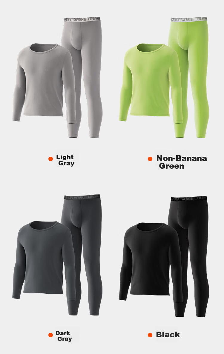 HLA Little Fire Air8 Thermal Underwear Unisex Double-Sided Fleece 180g 10A Antibacterial Heating Lightweight Underwear Set 20