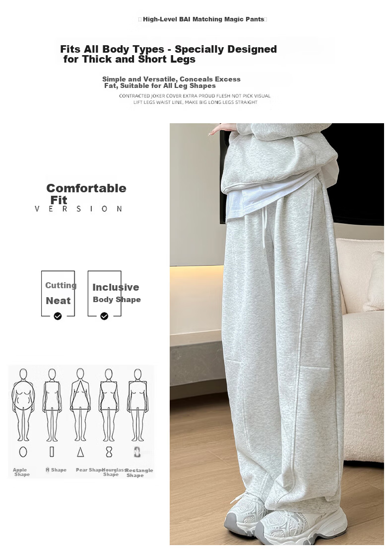 FitonTon Women's Casual Pants Curved Blade Sports Pants Spring Autumn New Slim High Waist Wide Leg Banana Pants 4