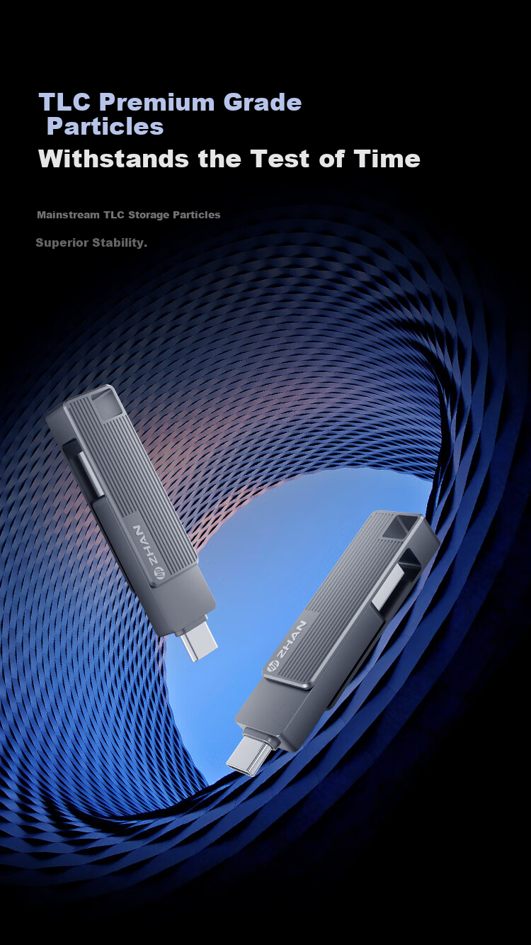 HP 128GB USB 3.2 + Type-C Dual-Head Flash Drive 150MB/s High-Speed Rotating USB Drive Business Office Study Computer Mobile Large Capacity Pearl Nickel 9