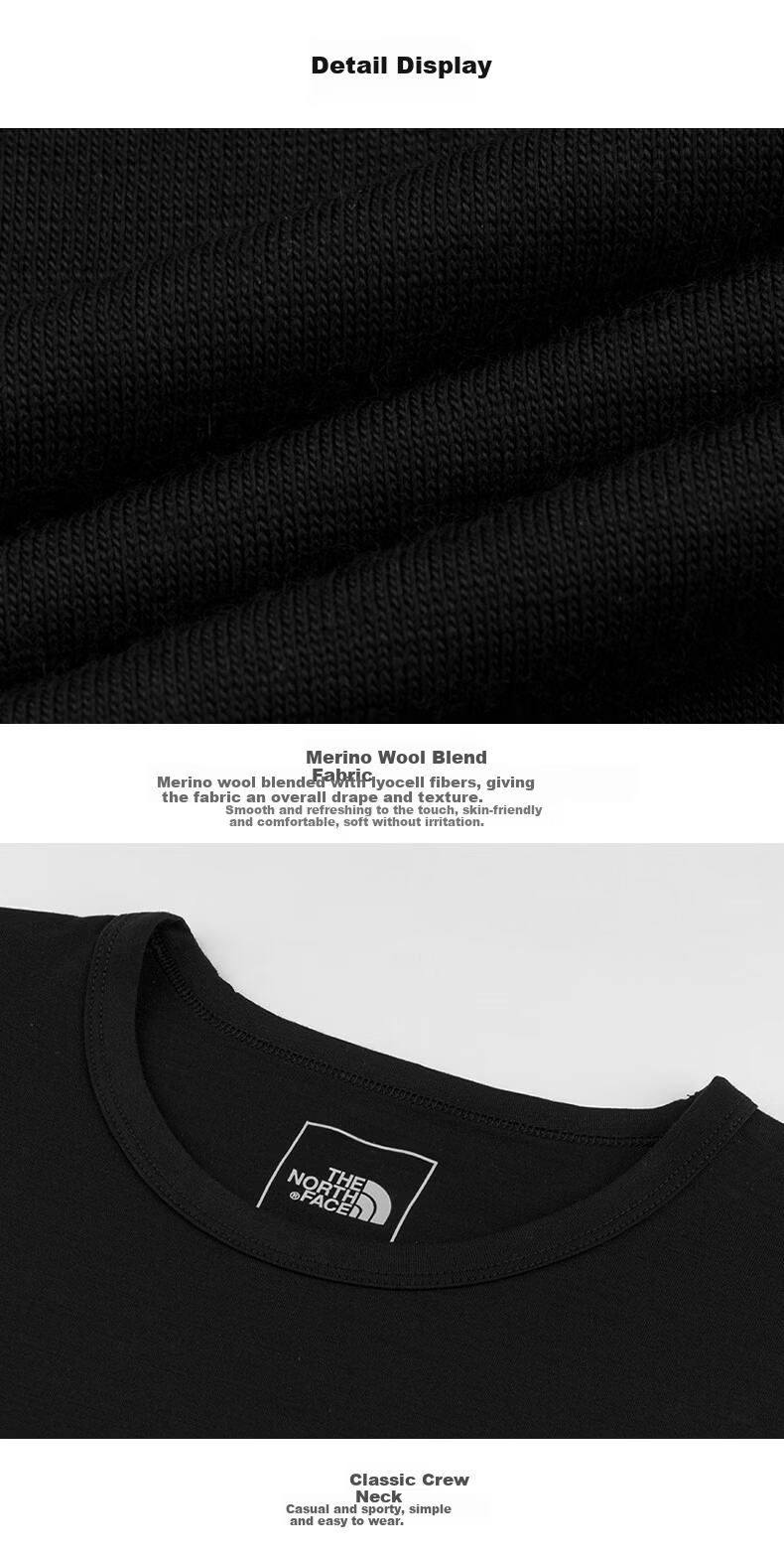 The North Face Men's Merino Wool Casual Short Sleeve T-Shirt Outdoor Summer New 8BYM Moon Shadow Gray/1OA L 2