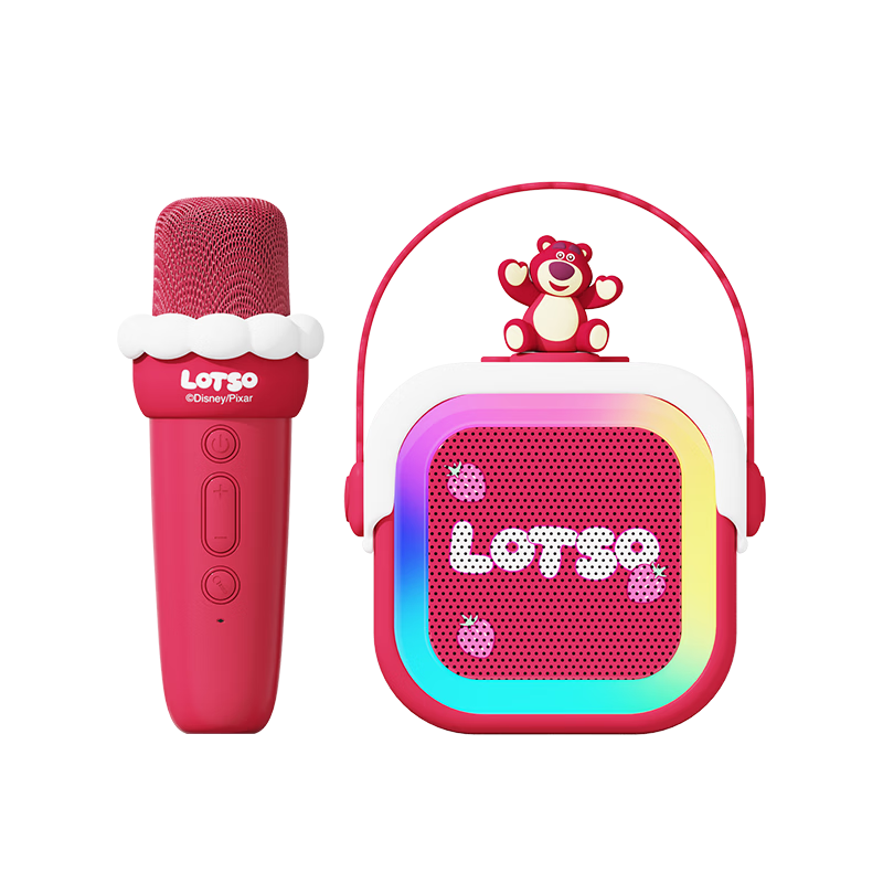 Good Shepherd Disney Strawberry Bear Wireless K-Singing Microphone Speaker All-in-One Home KTV Set Singing Microphone Bluetooth Speaker Boys Girls Birthday Children's Day Gift
