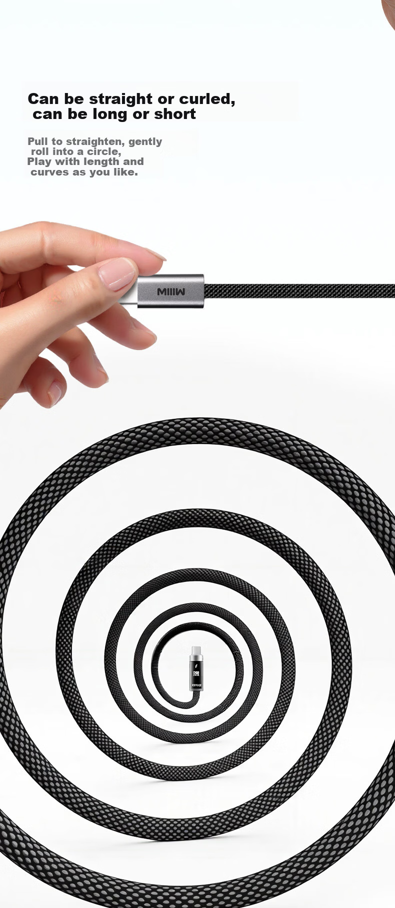 MIIIW Magnetic Type-C Data Cable 120W 6A CTC Fast Charging Cable Compatible with Apple 17/16, Xiaomi, Huawei, iPad, Laptop 1.5m 6