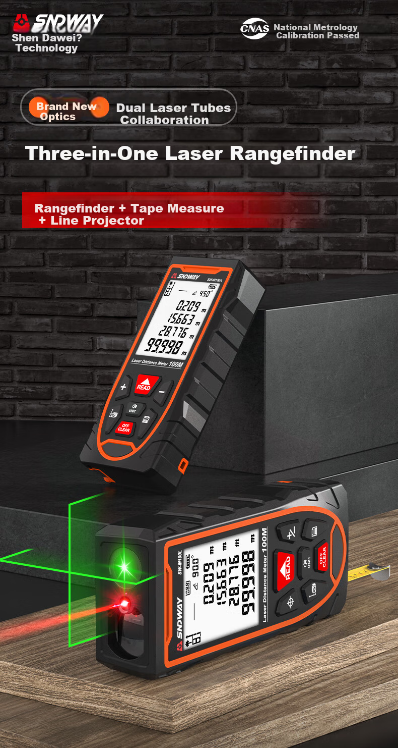Shendawei Laser Distance Meter High-Precision Infrared Cross Line Level Electronic Measuring Ruler Room Measurement Instrument SW-M50L 1