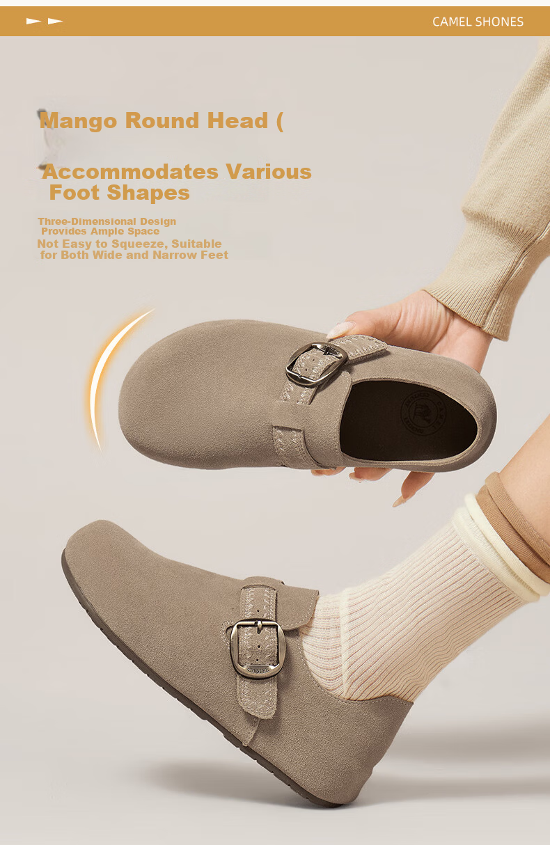 CAMEL Li Keyi Edition Loose Fit 2nd Generation Birkenstock Style Women's Casual Shoes L26S700198 Apricot 37 8
