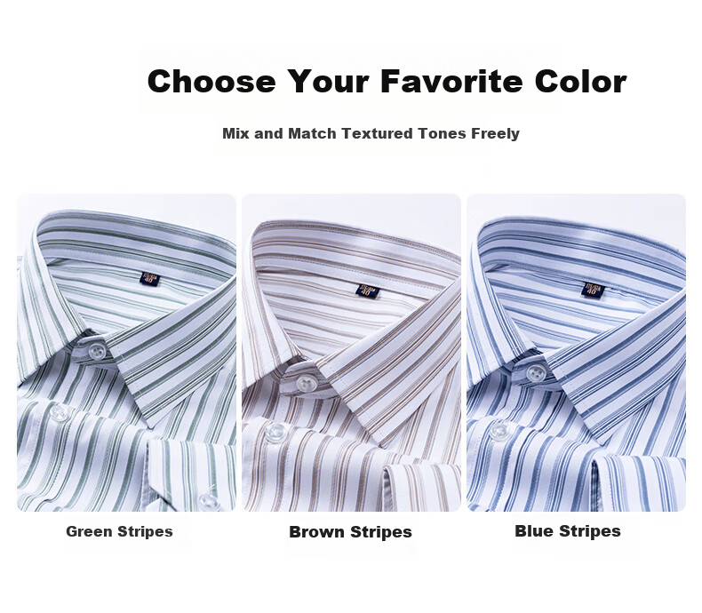 FIRS Men's Long Sleeve Business Casual Striped Shirt with Linen and Modal, Green Stripes, Size 42 4
