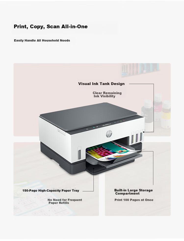 HP 728 Wireless Continuous Ink Supply Printer Home Use Automatic Duplex 3-in-1 Color Printing Copying Scanning Low Cost Per Page 0.01 RMB 5