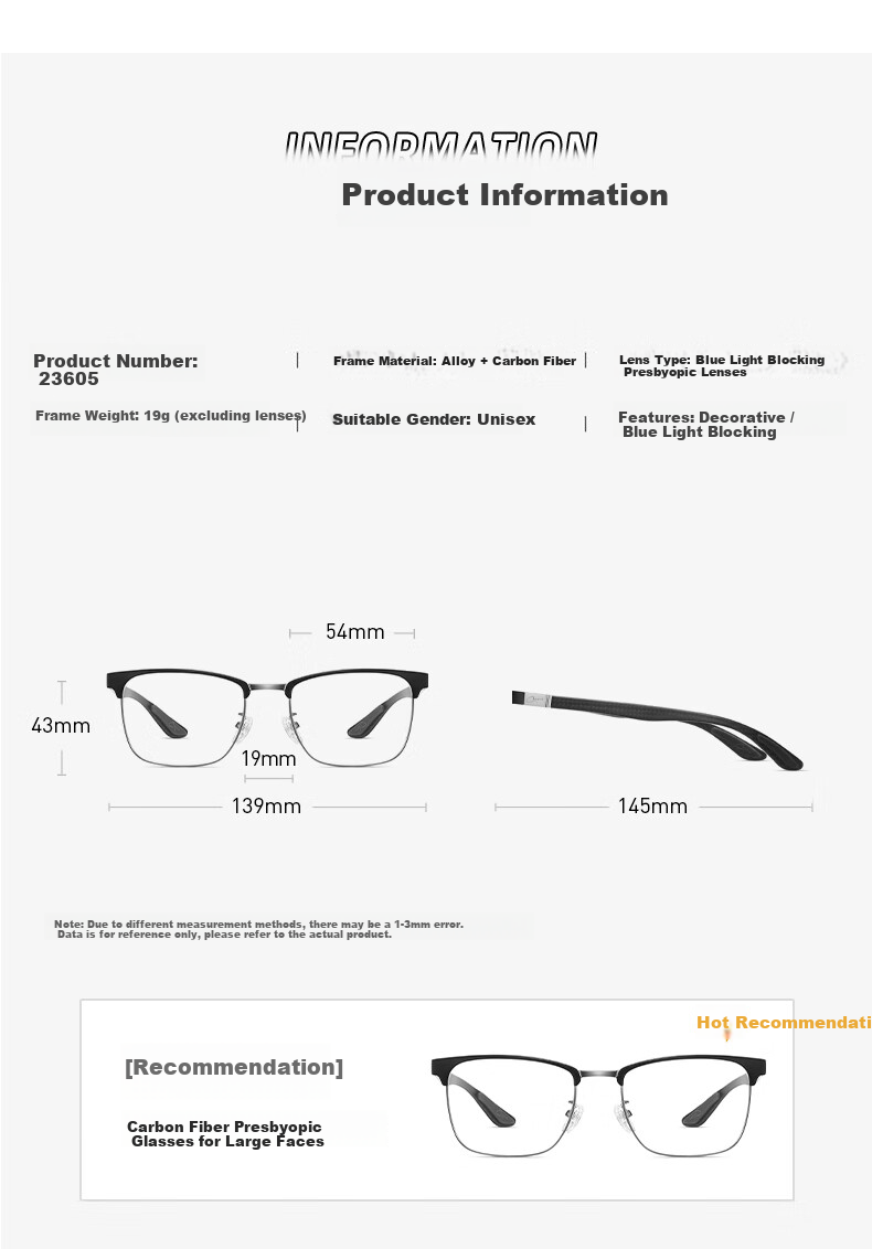 CAPONI Carbon Fiber Multifocal Auto-Focus Reading Glasses for Men, Blue Light Blocking, Genuine 13