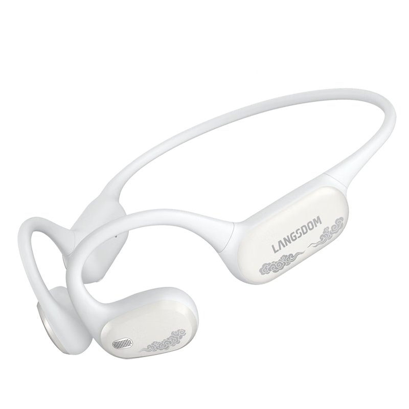 Langston AirWave Pro 2 Open-Ear Bone Conduction Bluetooth Headphones Waterproof Sweatproof Long Battery Life for Apple Huawei Iceberg White