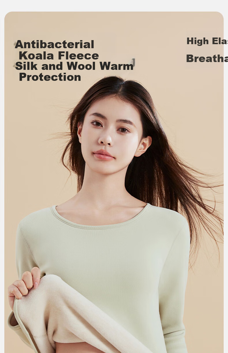 Miiow Women's Thermal Underwear Set Fleece Lined Thickened Wool and Silk Base Layer Autumn Winter Minus 40°C 3