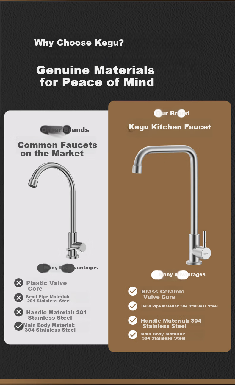 KEGOO Kitchen Faucet Single Cold Balcony 4-Point Rotatable Tap 304 Stainless Steel K2027 3