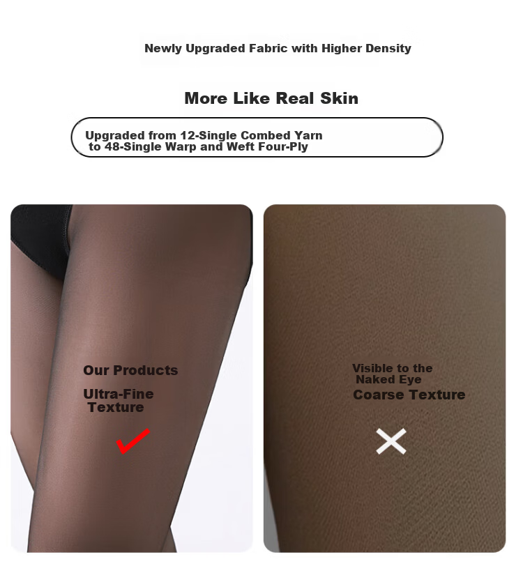 LangSha Black Sheer Skin-Effect Thickened Fleece-Lined Anti-Snag Footed Tights Black [Medium Thickness] 7