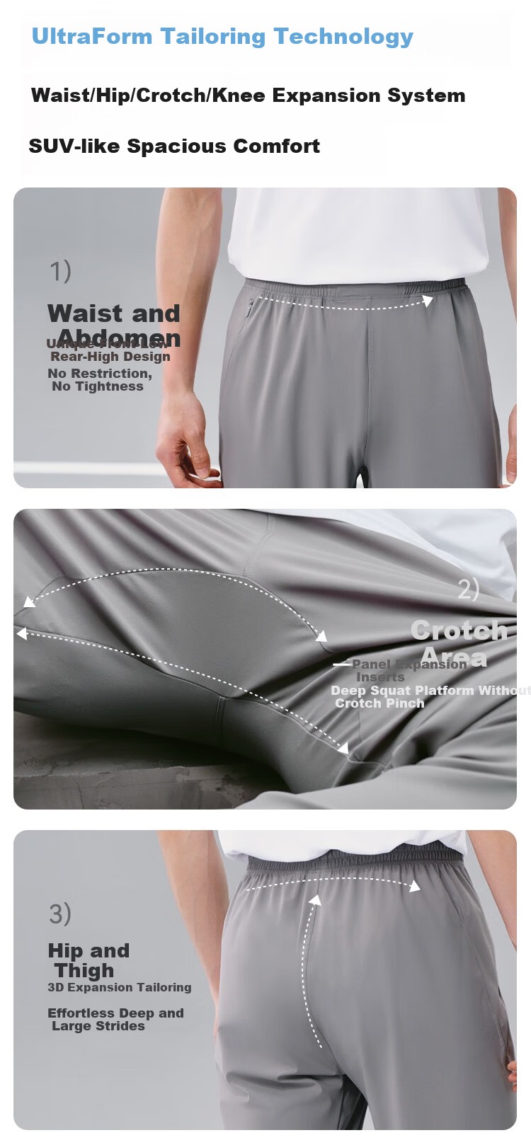 JD Jingzao Quick-Dry Men's Sports Pants Fitness Long Straight Elastic Jogger Sweatpants Rhino Gray L 6