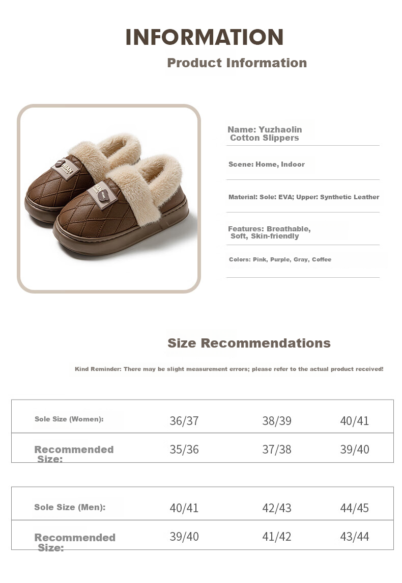 YUZHAOLIN Unisex Winter Cotton Slippers Elderly Plush Fleece Warm Back-Covered Cotton Shoes YR478 Gray 2