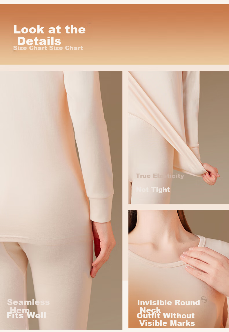 Miiow [Class A 100% Pure Cotton] Women's Autumn Thermal Underwear Set, 10A Antibacterial and Mite-Resistant Cotton Couple Warm Underwear 12