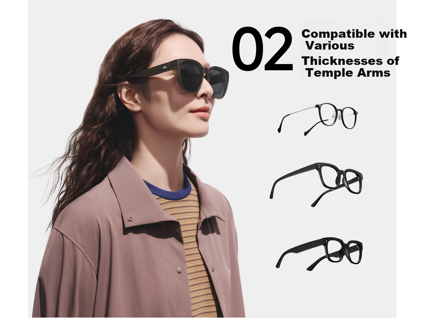 Beneunder Folding Polarized Sunglasses Case for Prescription Glasses, Large Square Round Frame, Unisex, Model FD011 7