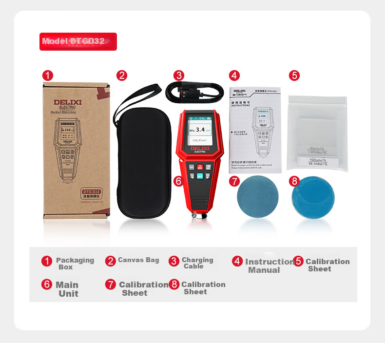 DELIXI ELECTRIC Digital Coating Thickness Gauge Automotive Paint Film Thickness Tester DTG D33 23