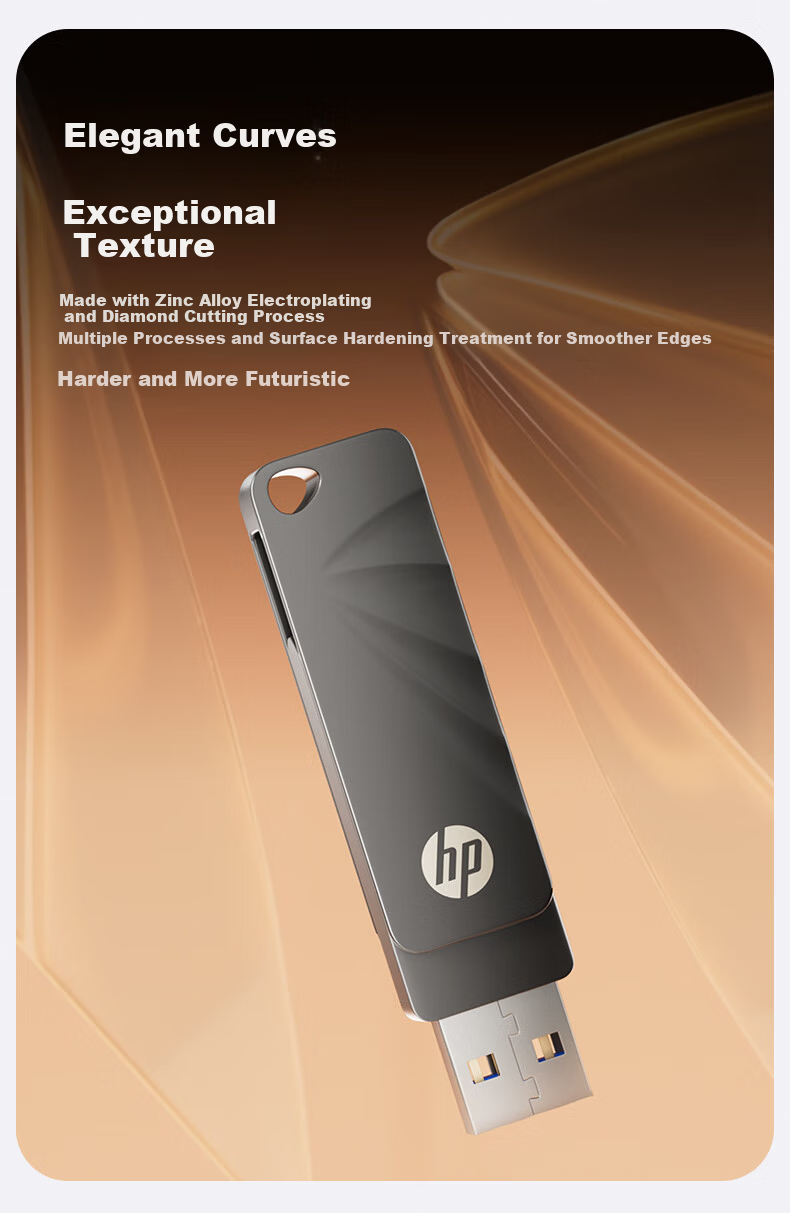 HP 128GB USB 3.2 762W Metal Rotating High-Speed USB Flash Drive Lightweight Portable Large Capacity USB Drive for Study Office Bidding Computer Car Use 6