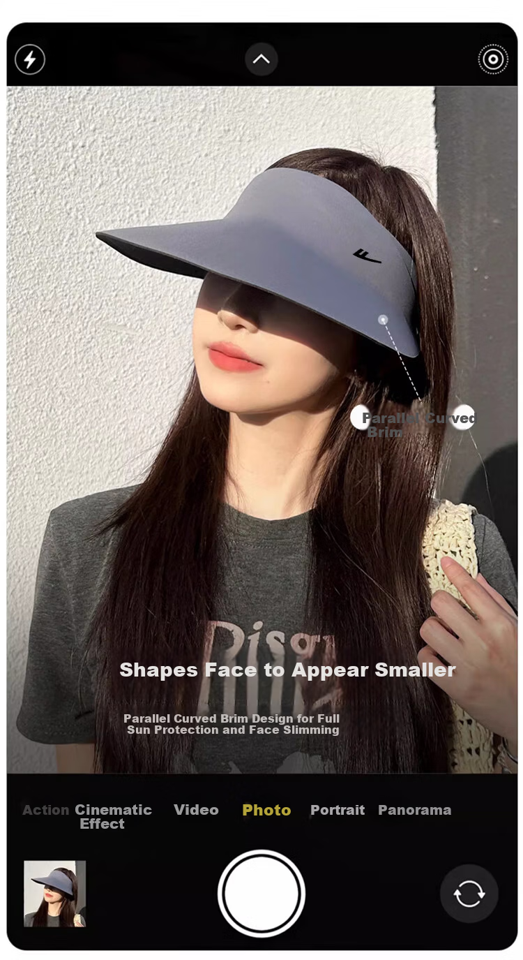Huili Sun Protection Hat, Sun Visor, Women's UV-Resistant Cap, 2026 New Style, Face-Slimming, Seamless, Wide-Brimmed, Egg-Shaped Topless Hat 6