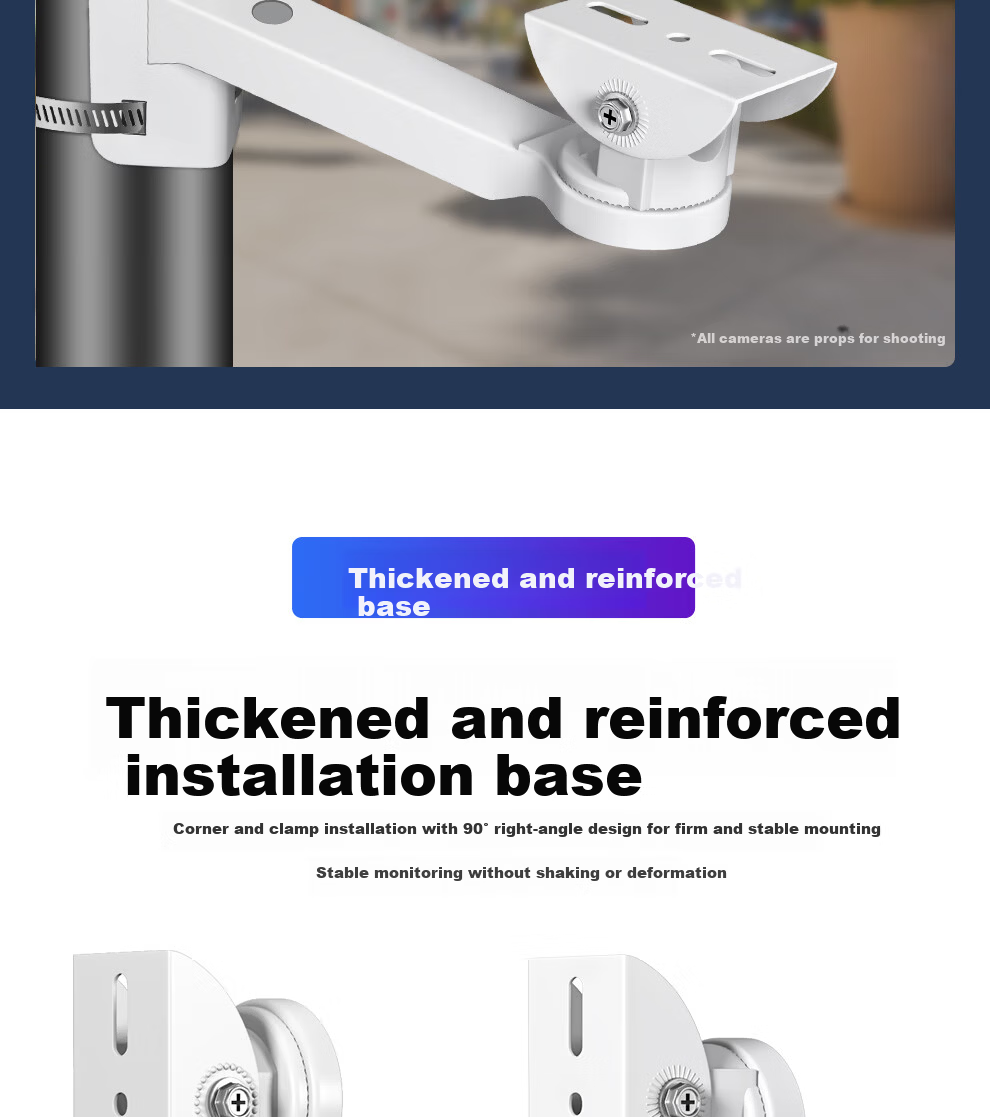 COMPCCTV Outdoor Surveillance Pole Mount Bracket for Security Cameras, Iron Clamp Holder for Utility Poles, Fence, Adjustable Goose Neck Joint, Wall Corner Installation Bracket 8