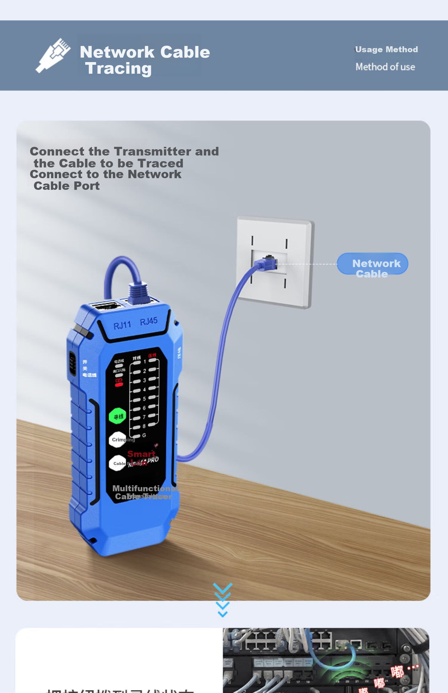 Smart Mouse NF-802pro Anti-Interference Cable Tracker Multifunctional POE Switch Load Testing 3-in-1 Network Tester 4