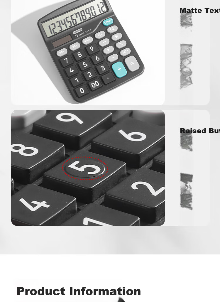 JD Jingdong Jingzao Dual Power Desktop Calculator 12-Digit Large Screen Solar Classic Color Non-Voice Model 837 Business Office JD-837 9
