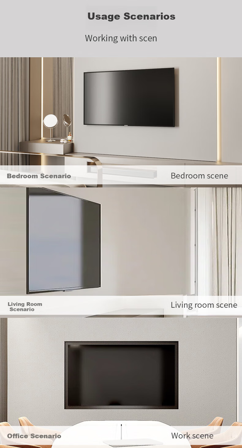 KALOCNX75 Ultra-Thin Embedded Dual-Arm Telescopic TV Wall Mount Bracket for 50-75 Inch Hisense Xiaomi Skyworth TCL TVs 18