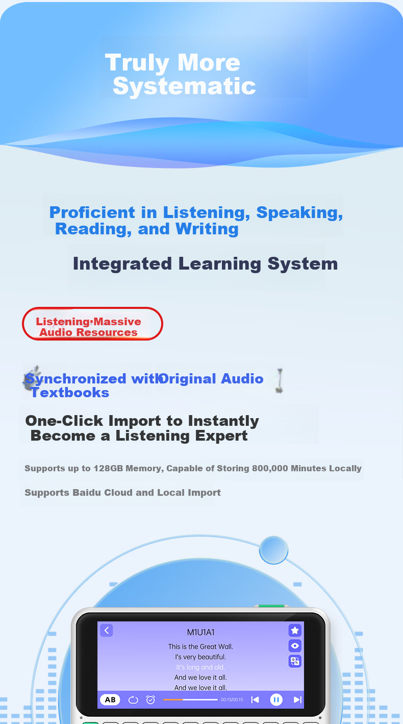 Koridy AI Electronic Dictionary C1MAX 64GB English Japanese Learning Device Keyboard Input Word Lookup Practice Memorization Dictionary Textbook Synchronized Vocabulary Machine Word Cards 15