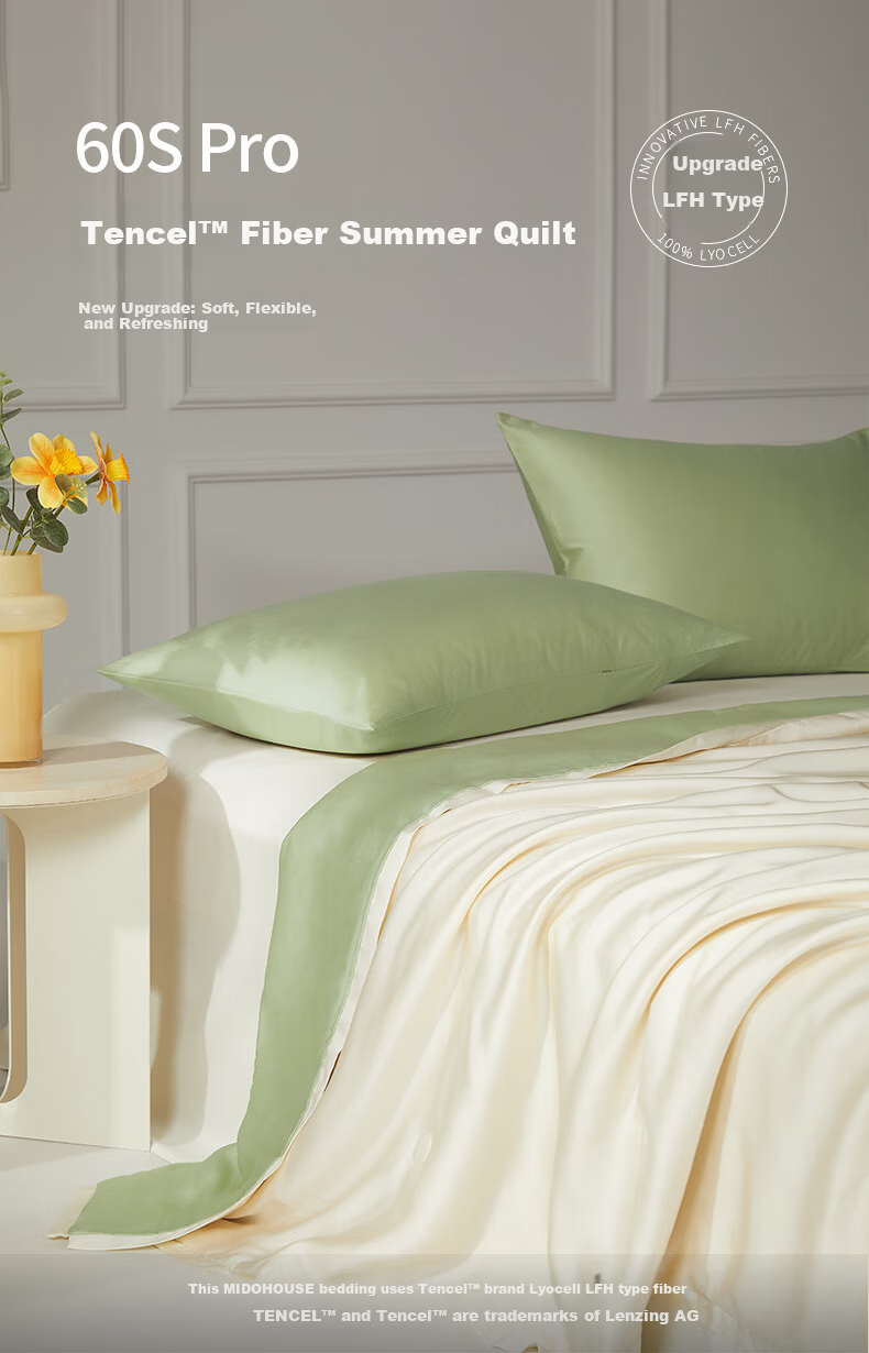 MIDO HOUSE Mingdu Tencel Summer Cooling Quilt Ice Silk Air Conditioning Quilt Machine Washable Naked Sleep Soybean Summer Thin Quilt Jade White 2x2.3m 1
