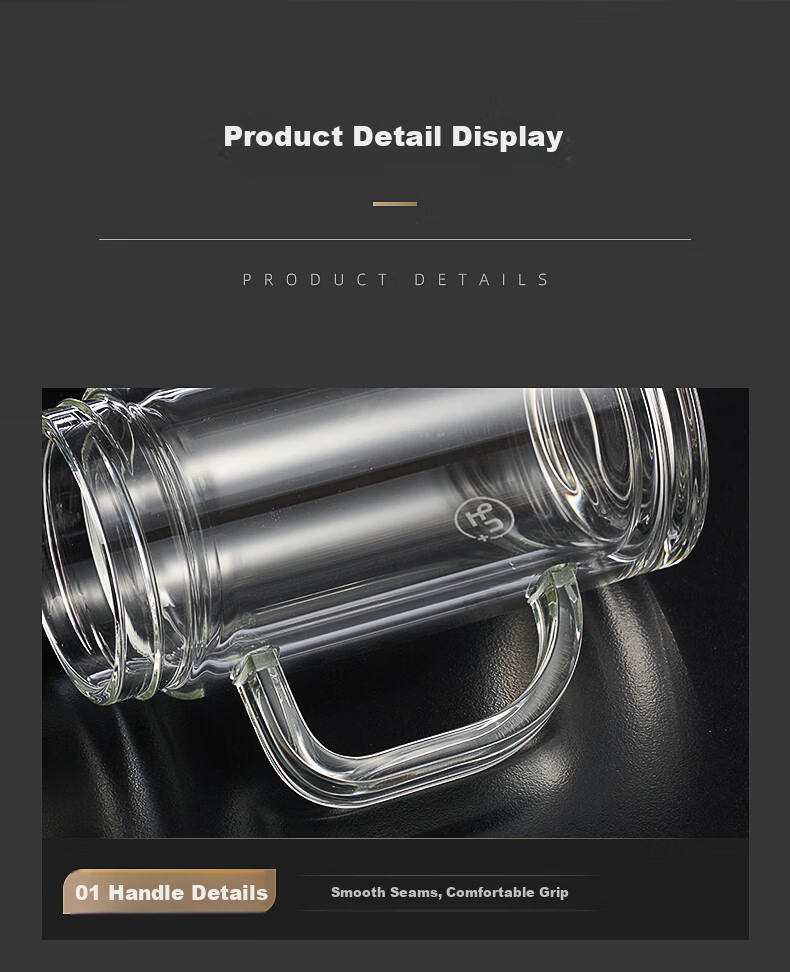 Fuguang Jiashuang Double-Layer Glass Cup Home Business Office Water Cup with Handle Tea Infuser Separation Desktop Office Cup 9