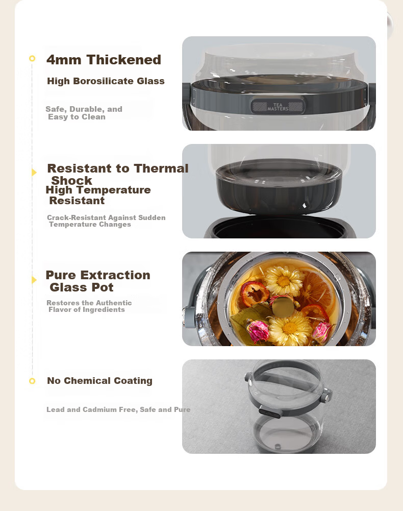 AUX Tea Kettle Health Pot Steam Spray Tea Extractor Pure Titanium TI Base Multifunctional Tea Maker AZC-12AZX-340 for Home and Office 8