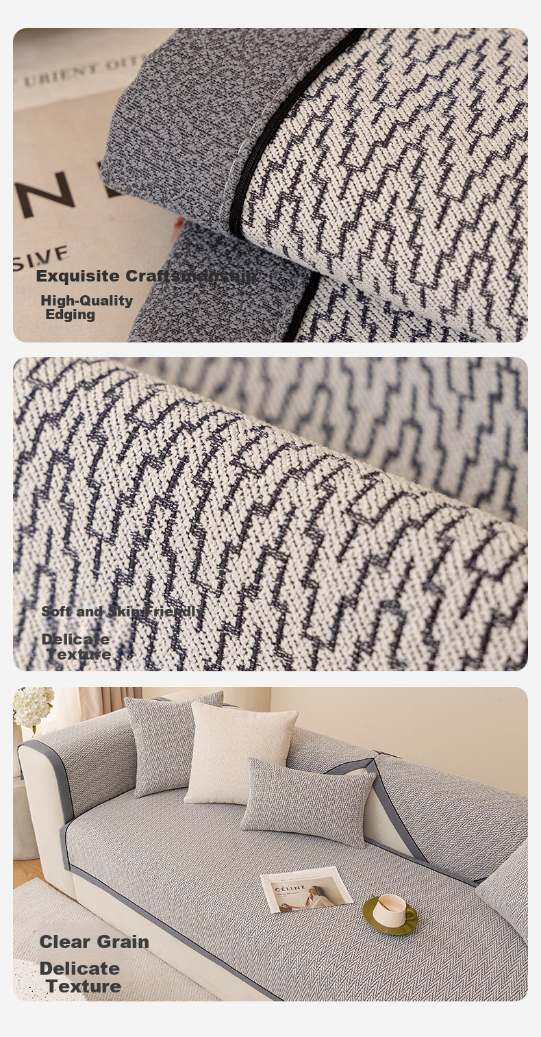MUJI Sofa Cushion Cover High-Quality Four-Season Universal Non-Slip Seat Cushion Fabric 70x70 Bosse-Gray 13