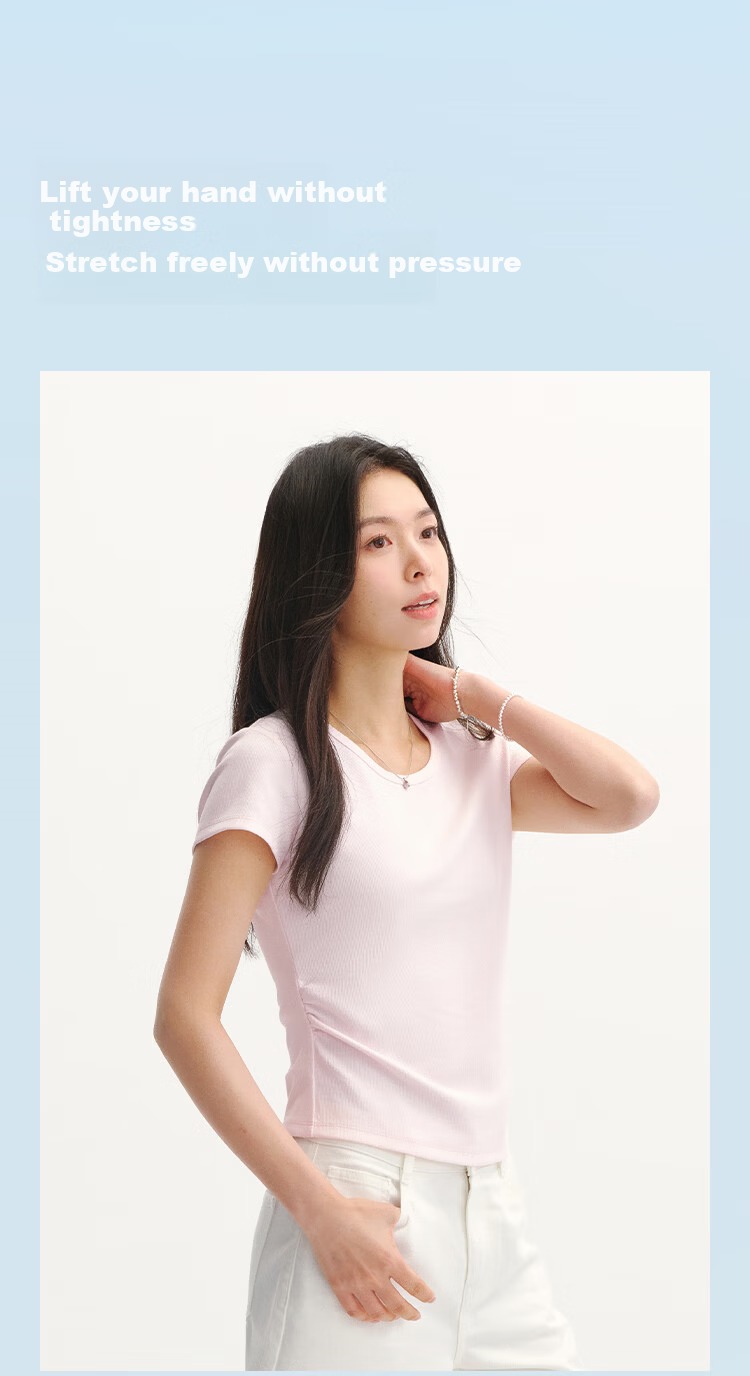 Semir Chen Duling Women's Short Sleeve T-Shirt Summer 2026 Crop Top Round Neck Slim Fit V-Neck Inner Wear 109326100003 12