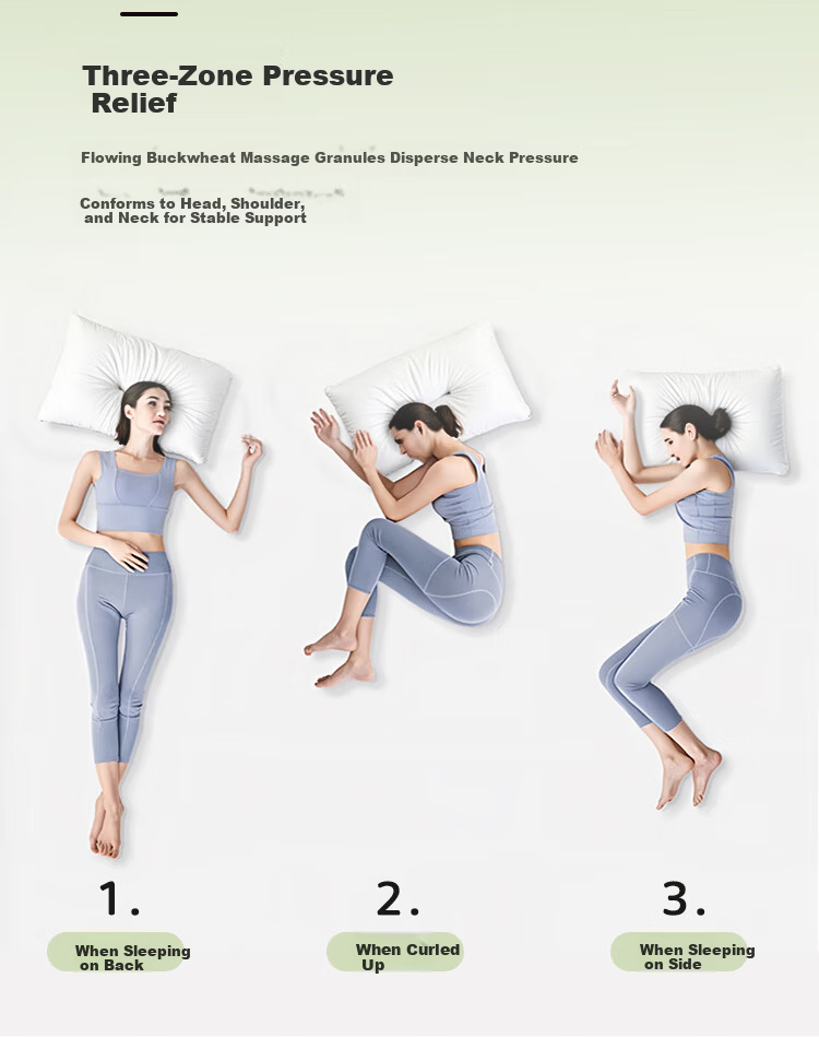 ZiiU Pure Buckwheat Pillow 100% Sweet Buckwheat Hull Neck Support Pillow with Cotton Pillowcase Approx. 6 Jin 48x74cm 12