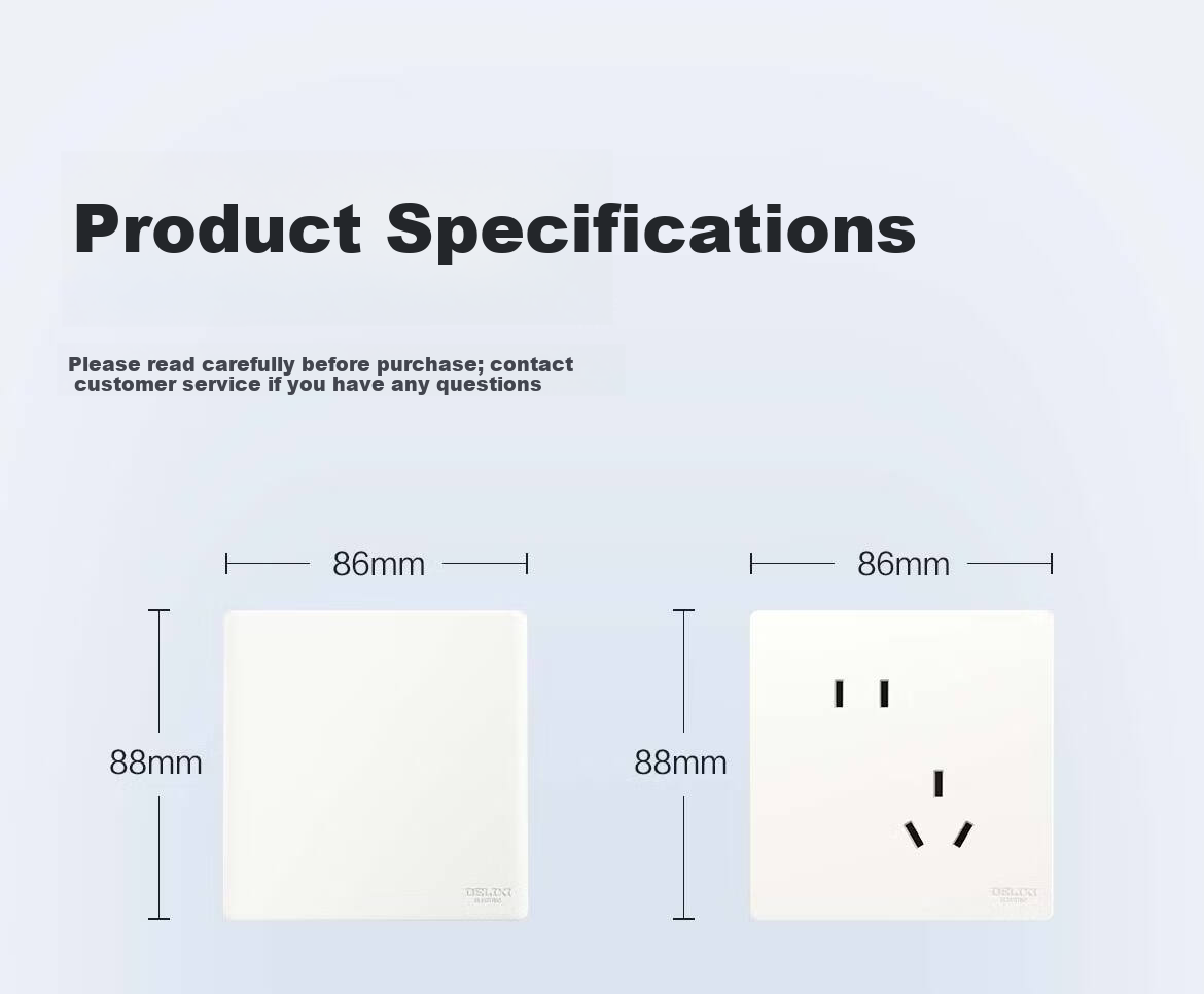DELIXI Switch Socket CD806 Matte Frosted Cream Style Large Panel Two-Gang Double Control Han Yu White 28